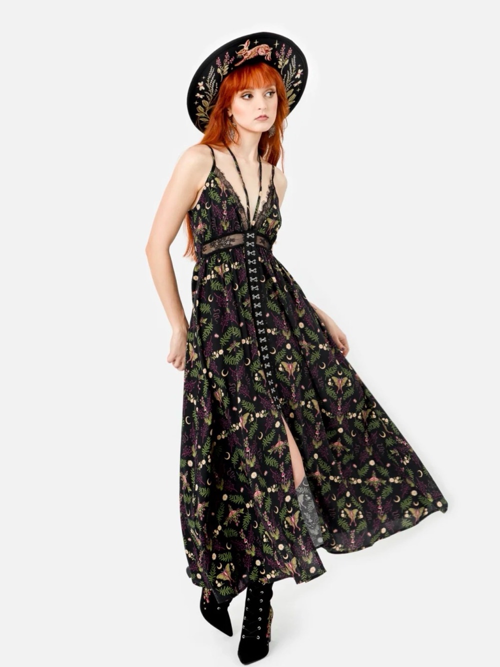 Restyle Wildwoods Luna Moth Maxi Dress